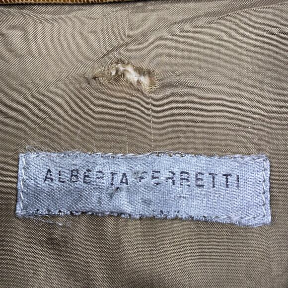 Vintage 90s Alberta Ferretti Jacket Lambskin Metallic Silver Womens Size 8 - Picture 5 of 10